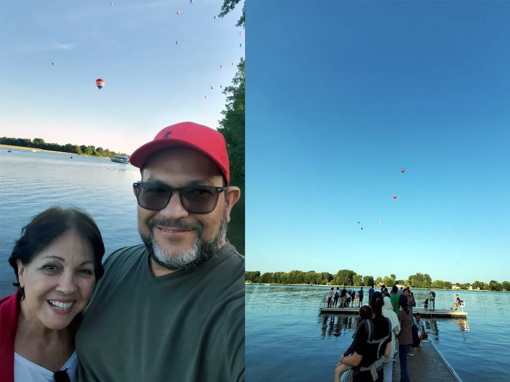 Nossa experiência com amigos no píer perto do rio Richelieu